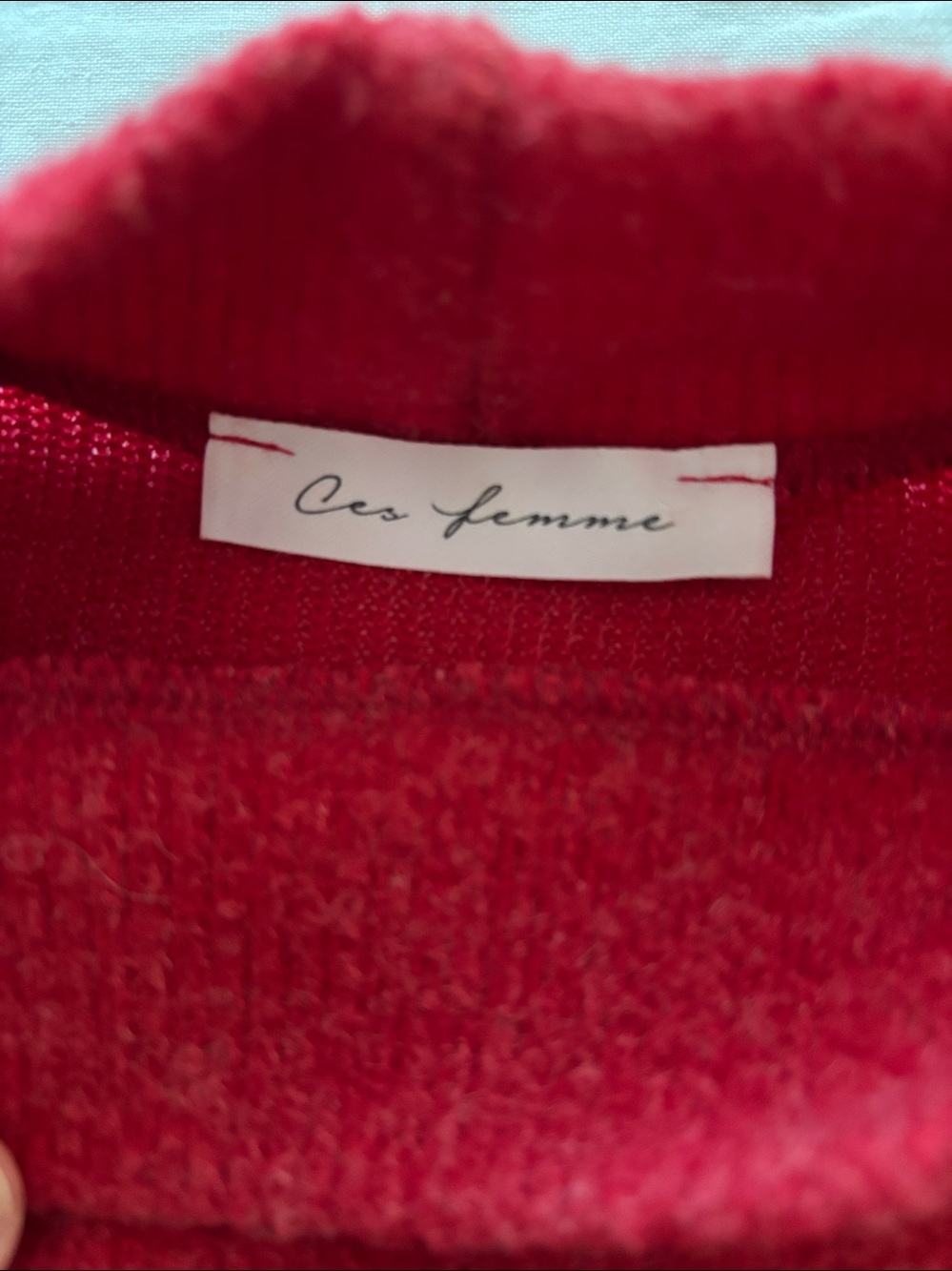 Ces Femme Red Ruffle Sweater Medium - Picture 4 of 6
